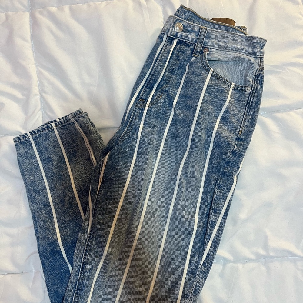 Striped American Eagle Mom Jeans